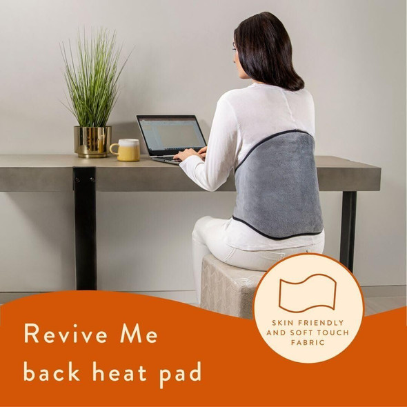 Dreamland Revive Me Heated Electric Back Pad Velvety Grey Fabric 61 x 38 cm