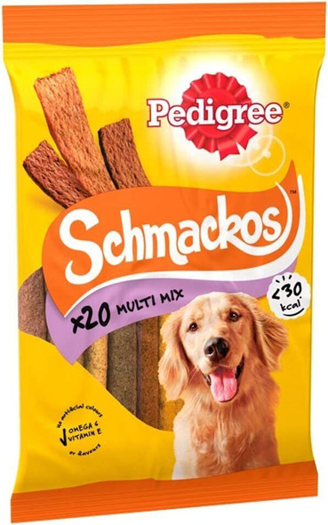 Pedigree Schmackos Dog Treats Meat Variety, 20 Sticks, 144g