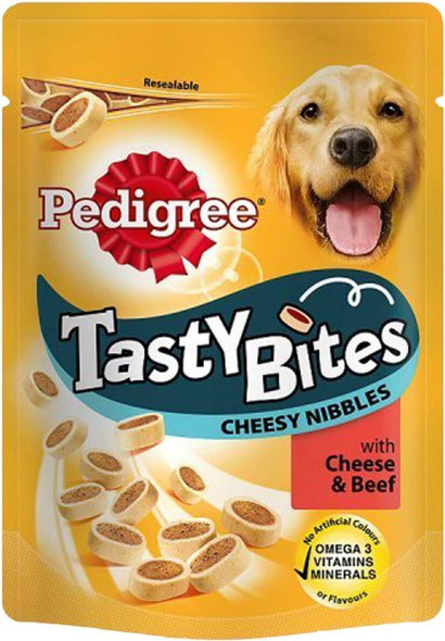 Pedigree Dog Treats Tasty Bites Cheesy Nibbles with Beef and Cheese Flavour, 140g