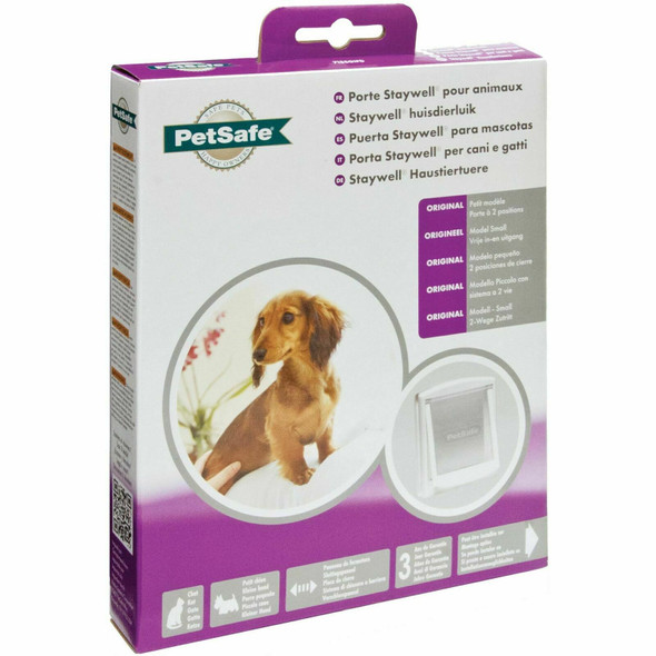 PetSafe — Original Staywell cat and dog flap, 2 ways in — entry and exit - Pet door. Durable, Rigid, Closure Panel (sold separately) - White (S)