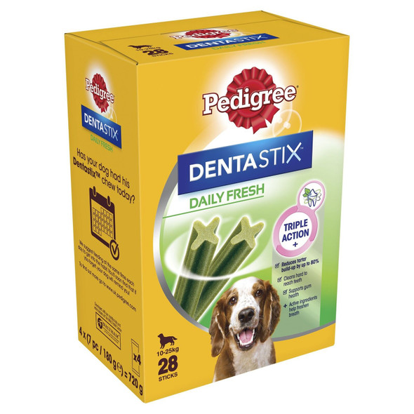 Pedigree Dentastix Fresh Dog Treats for Fresh Breath Mini Daily Dental Care for Small Dogs <10 kg 28 Sticks (1 x 28 Sticks)