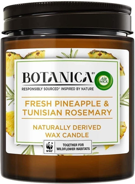 Botanica by Air Wick Air Freshener Naturally Derived Wax Candle Fresh Pineapple & Tunisian Rosemary 205 g