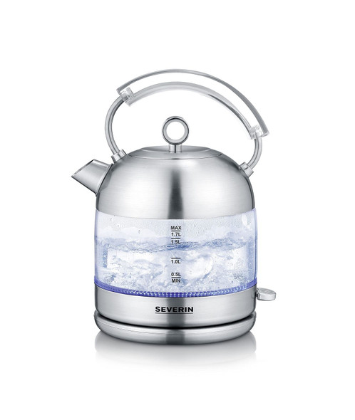 Severin 1.7 L Retro Glass Kettle Powerful & Compact Stainless Steel ‎2400 W