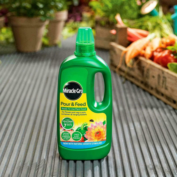 Miracle-Gro Pour & Feed Liquid Plant Food 1 Litre with a Thank You Sticker - Ready To Use