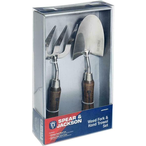 Spear & Jackson HANDTOOLSET1 Natural Stainless Steel Trowel and Weed Fork Set