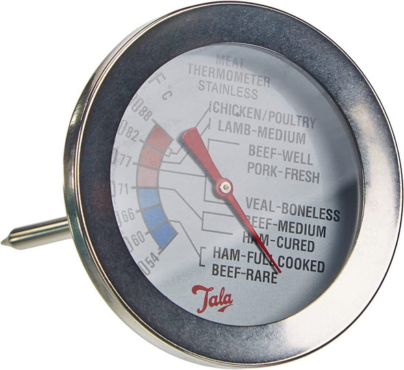 Tala Meat Thermometer with east to read dial with Celsius and Fahrenheit markings,Silver