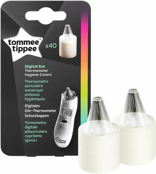 Tommee Tippee Digital Ear Thermometer Hygiene Covers with Tiny Tips Ideal for Newborns, Pack of 40