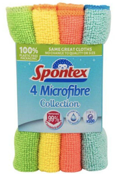 12 x Spontex Microfibre Multi-Purpose Cloths for Cleaning & Dusting 30 cm, 4 Pack