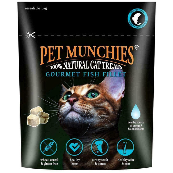 12 x Pet Munchies Fish Fillet Cat Treat 10g Healthy Snack 100% Natural Bite Size