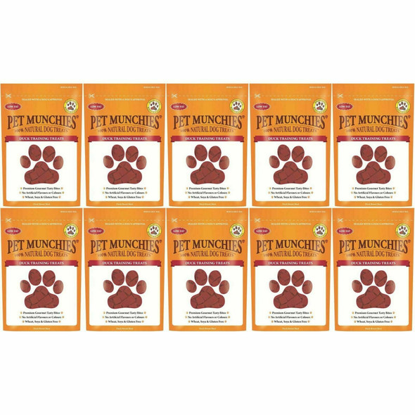 10 x Pet Munchies Duck Dog Training Treats 50g Bite Sized Rewards - 100% Natural