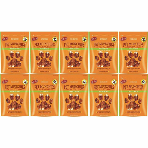 10 x Pet Munchies Duck Twists Dog Treats 80g Rawhide Chew Helps To Reduce Tartar