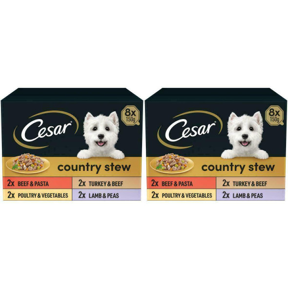 16 x 150g Cesar Country Stew Special Selection Wet Dog Food High Quality/Balance