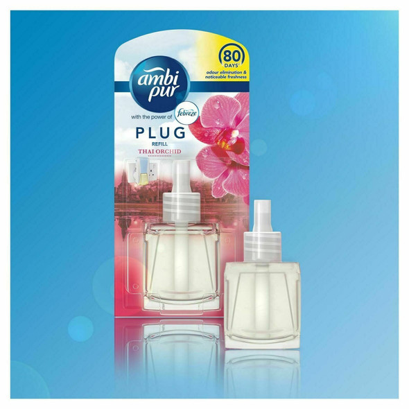 4 Ambi Pur with Febreze Air Freshener Plug-In Diffuser Refill, 20ml, Thai Orchid