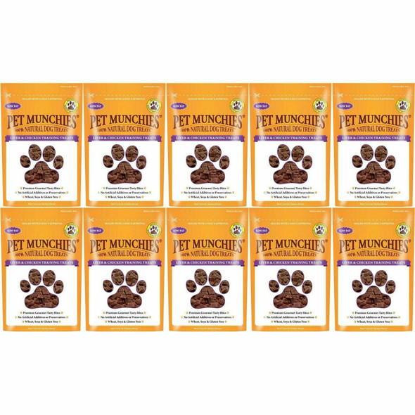 10 x Pet Munchies Liver & Chicken Training Dog Treats 50g Chew Rewards Bite Size