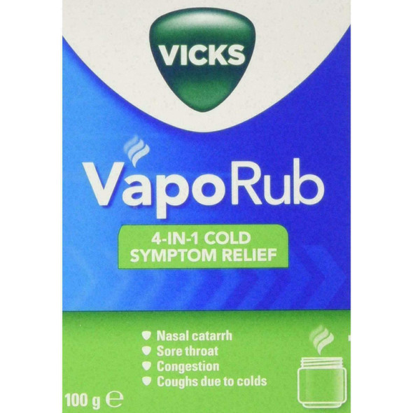 Vicks Vaporub Cold Relief Ointment Releases Vapours 100g Tub Help Fight Symptoms
