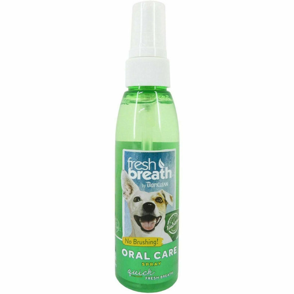 TropiClean Fresh Breath Oral Care Spray for Dogs, Spearmint Flavour, No Brushing