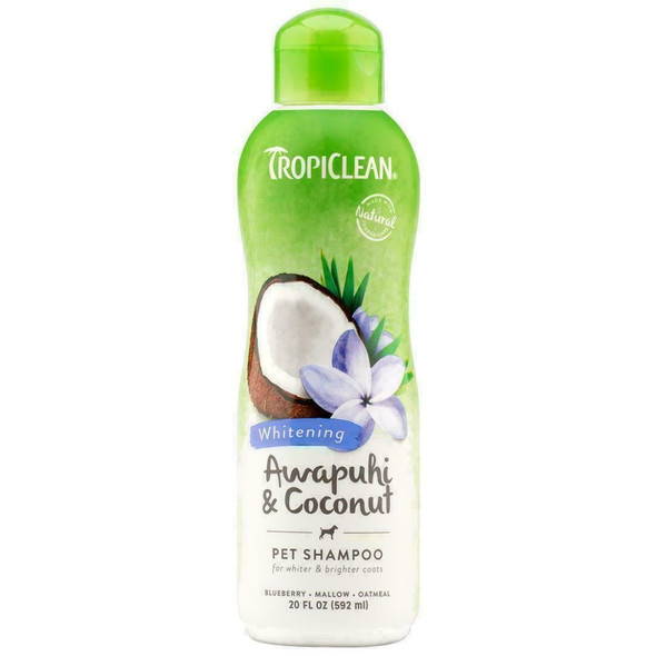 TropiClean Awapuhi & Coconut Pet Shampoo 592ml Whitening Formula For Dogs & Cats