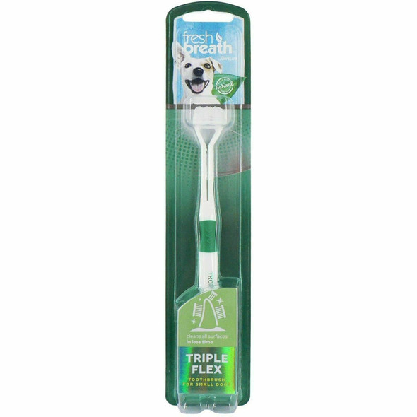 TropiClean Fresh Breath Triple Flex Toothbrush for Small Dogs 3X Faster Cleaning