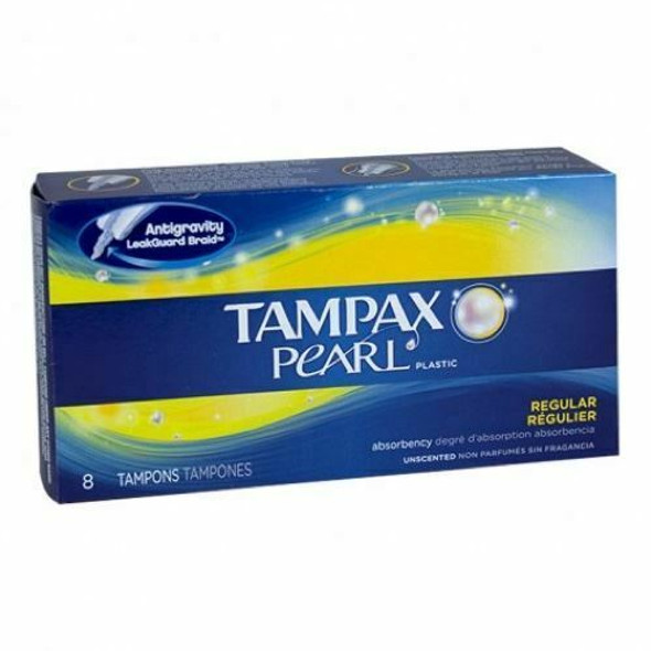 Tampax Pearl Regular Tampons Applicator Womens Leak Guard & Form Fit Pack of 8