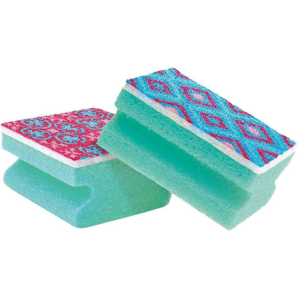 Spontex Mosaic Non-Scratch Washup Sponge Scourers 2 Pack, Long Lasting/Effective