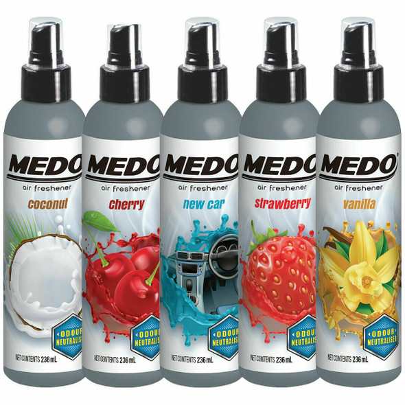 Medo Pump Spray Car Air Freshener, Vanilla, Neutralises Unpleasant Odours, 236ml