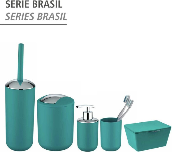WENKO Toothbrush Tumbler Brasil Petrol-Unbreakable, Plastic (TPE), Turquoise, 7.3 x 7.3 x 10.3 cm
