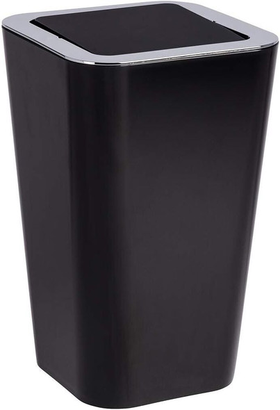 Wenko Candy Swing Cover Bin, ABS/PS, Black, 18 x 18 x 28.5 cm