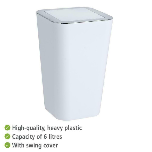 Wenko Candy Swing Cover Bin, ABS/PS, White, 18 x 18 x 28.5 cm