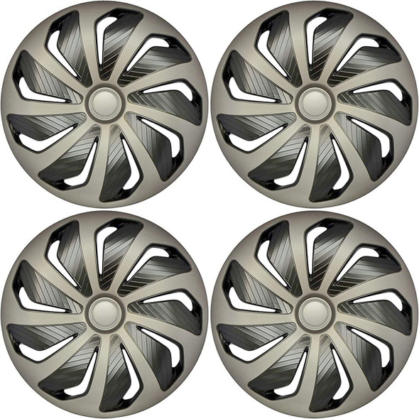 Versaco Car Wheel Trims WINDGB16 - Graphite/Black 16 Inch 9-Spoke - Boxed Set of 4 Hubcaps - Includes Fittings/Instructions