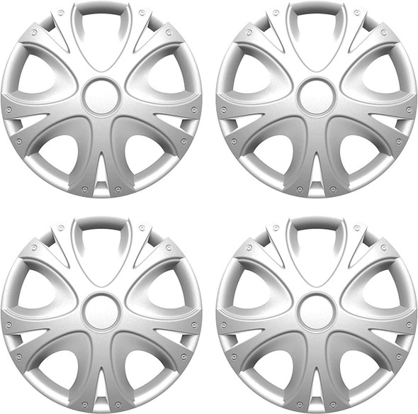 Versaco Car Wheel Trims DYNAMIC16 - Silver 16 Inch 9-Spoke - Boxed Set of 4 Hubcaps - Includes Fittings/Instructions