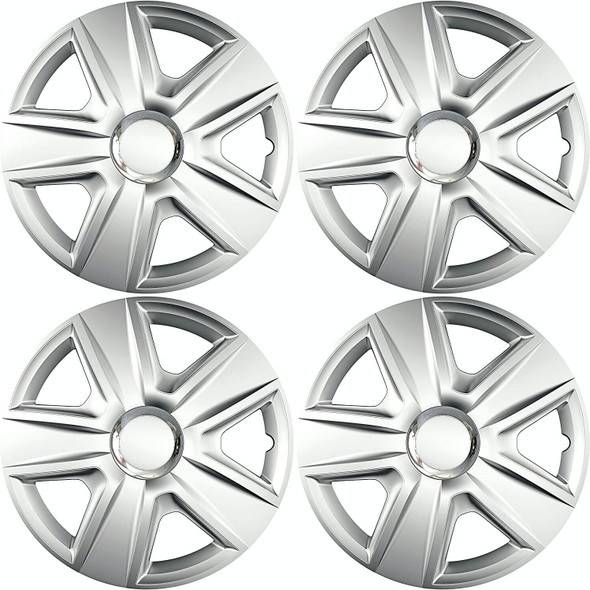 Versaco Car Wheel Trims ESPRITS15 - Silver 15 Inch 5-Spoke - Boxed Set of 4 Hubcaps - Includes Fittings/Instructions