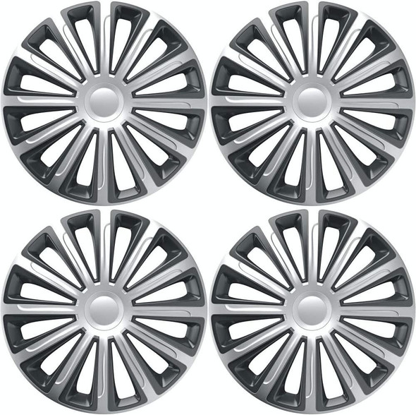 Versaco Car Wheel Trims TRENDSB15 - Silver 15 Inch 12-Spoke - Boxed Set of 4 Hubcaps - Includes Fittings/Instructions