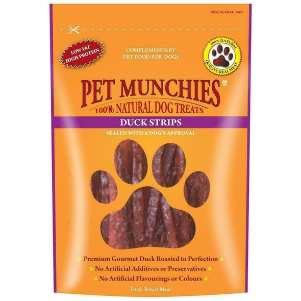 10 x Pet Munchies Duck Strips Dog Treats 90g Tender Dental Chew Training Low Fat