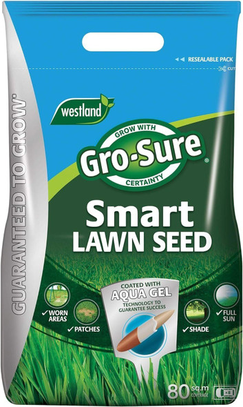 Gro-Sure Aqua Gel Coated Smart Grass Lawn Seed, 80 m2, 3.2 kg, Blue,Green