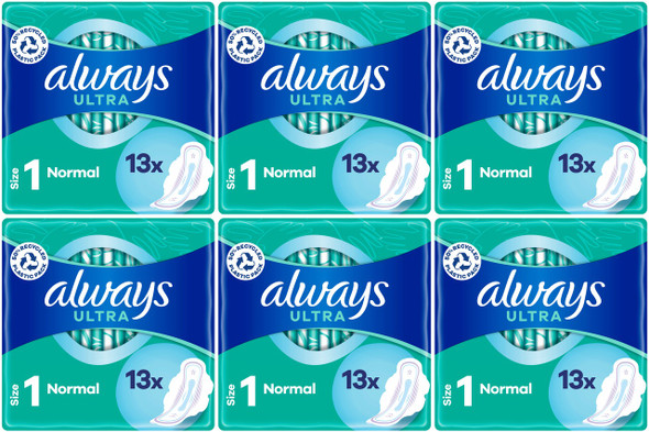 Always Ultra Normal Sanitary Towels Pads With Wings Size 1 Absorbent, Pack of 78