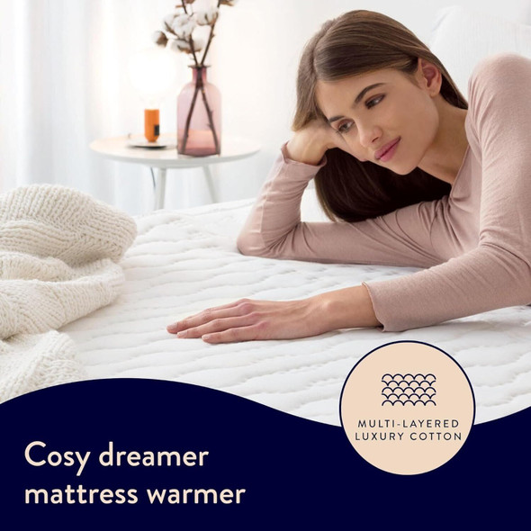 Dreamland Cosy Dreamer Cotton Mattress Warmer Auto Timer King Dual 150 x 160cm