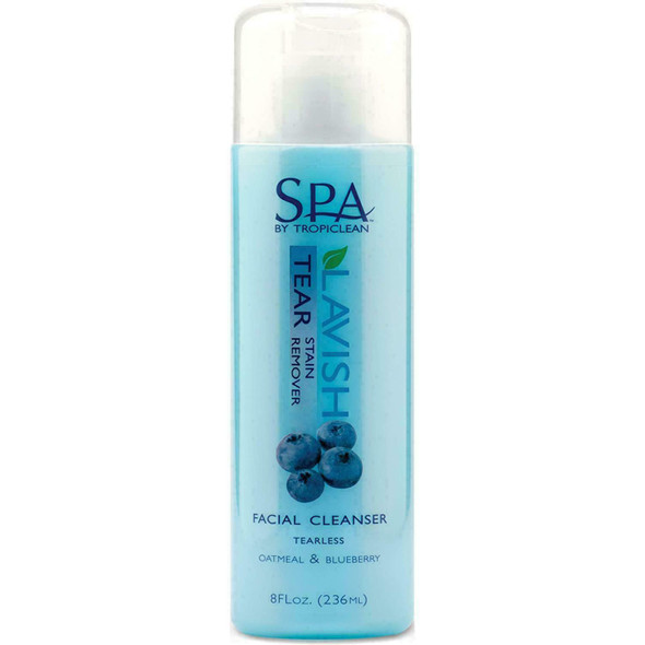 SPA by TropiClean Dog Tear Stain Remover Grooming Supplies - Cleansing - Soothes, Exfoliates, Hydrates - For Dogs and Cats - Oatmeal and Blueberry, 236 ml