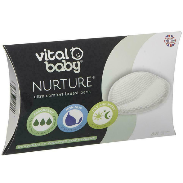 6 x Vital Baby Nurture Ultra Comfort Breast Pad, Dry, Comfortable and Absorbent