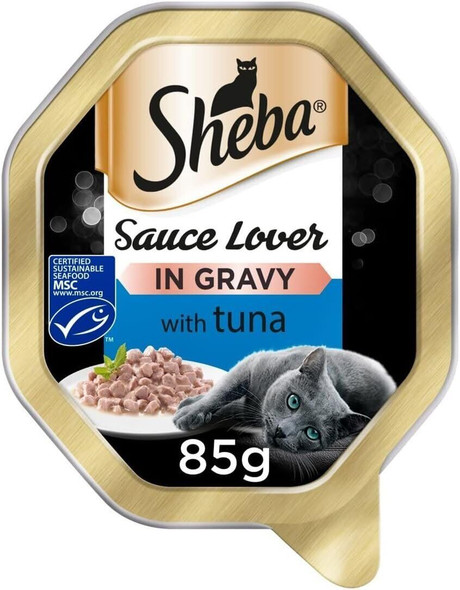 Sheba Sauce Lover Wet Adult Cat Food Tuna in Gravy 85g Tray