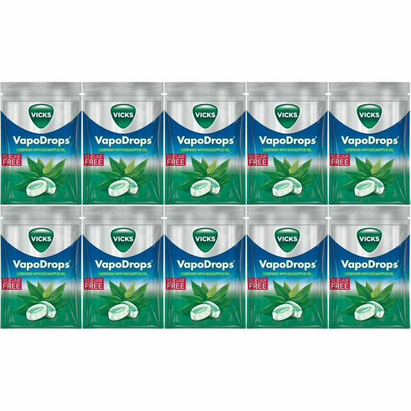 Vicks VapoDrops Eucalyptus, Sugar Free Vegan Lozenges with Eucalyptus Oil, 10 x 72 g