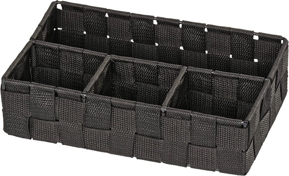 WENKO Organizer Adria Small Grey-bathroom basket, Polypropylene, 17 x 26 x 6.5 cm