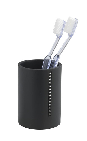 Wenko Diamond 18720100 Toothbrush Holder Cup Chrome and Poly-Resin with Rhinestones Black