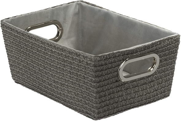 Wenko Bathroom Storage Basket with Handles Braided Chromo Grey 28 cm