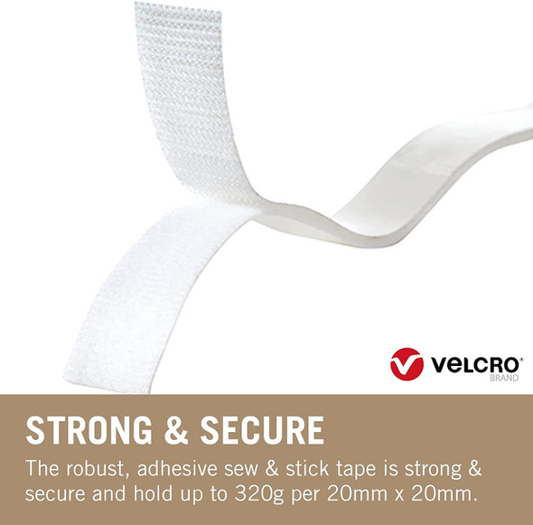 Velcro Brand Stick On Fabric - High Quality, Multipurpose No-Sew Hook and Loop Fabric Adhesive with Sticky Back - Perfect for Clothing Repairs & Fasteners Solution