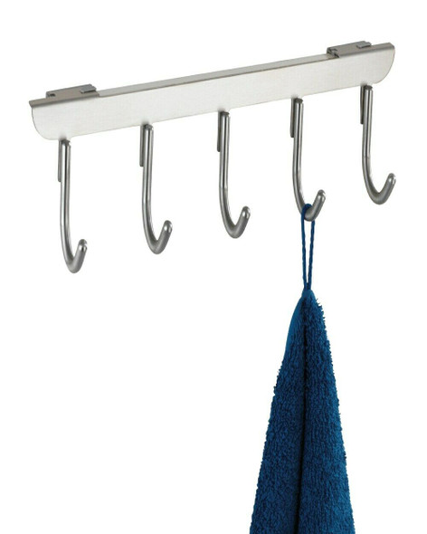 WENKO Door Clothes Rack Asola-for Rebate thicknesses of 2 and 4 cm, Stainless steel, Silver matt, 7-9 x 36 x 9 cm