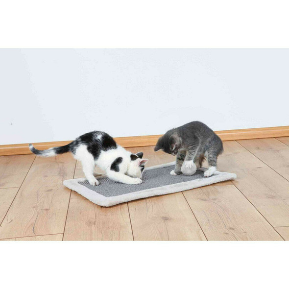 Cat Scratching mat with plush border, 55 × 35 cm, light grey