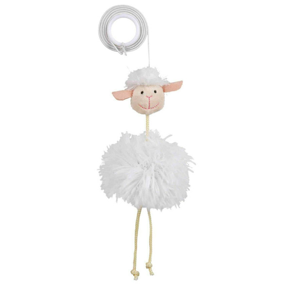 Trixie Sheep On An Elastic Band Plush Cat Toy with Bell, 20 cm