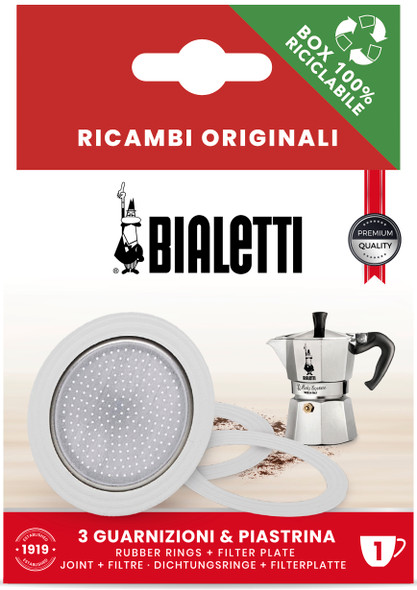 Bialetti 3 gaskets + 1 Plate 1 Cup