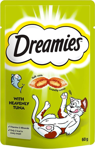 8 x Dreamies Cat & Kitten Trears with Heavenly Tuna Flavour Soft/Crunchy, 60g