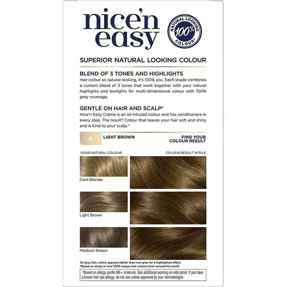 Nice 'n Easy Natural Light Neutral Brown Permanent Hair Dye 116/6